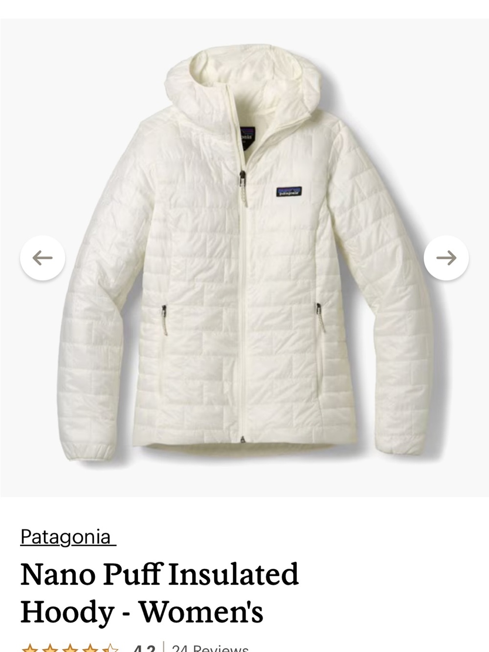 Patagonia Cream Nano Puff Insulated Hooded Jacket